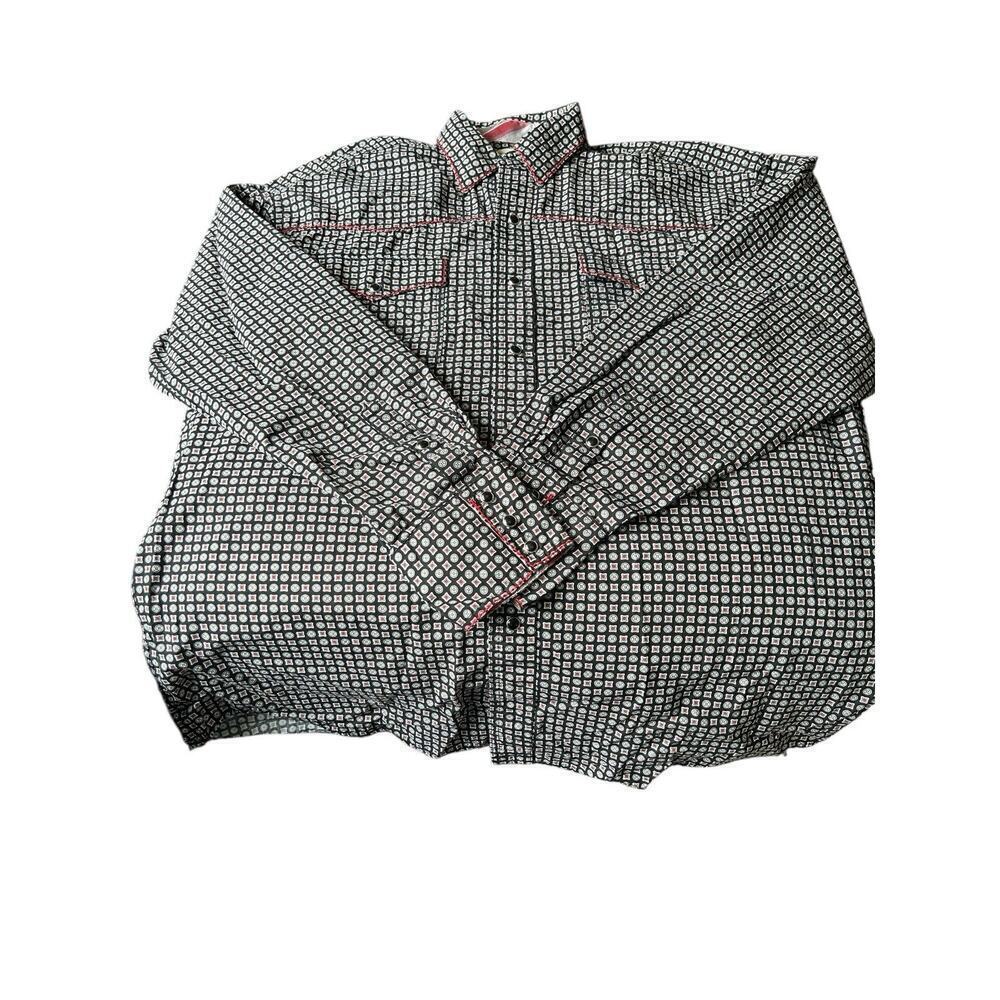 Roper Size Large Men’s Western Long Sleeve Shirt Black Snaps Black And Red
